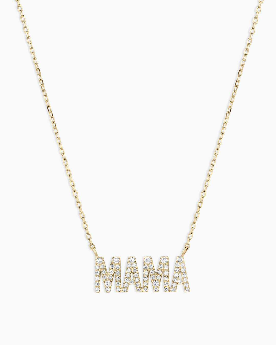 Diamond Pavé Mama Necklace || option::14K Solid Gold