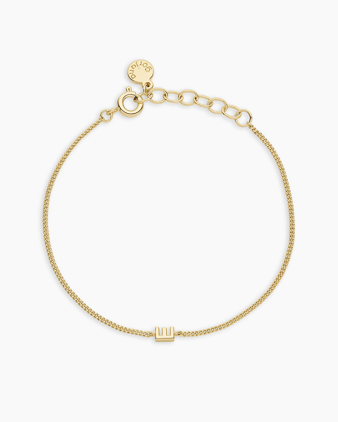 Wilder Mini Alphabet Bracelet || option::18K Gold Plated, E