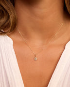 Sun Birthstone Charm Necklace || option::14K Solid Gold, Amethyst - February