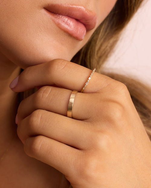Diamond and White Sapphire Amara Row Ring || option::14K Solid Gold
