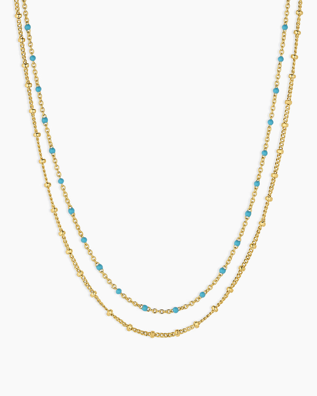 Capri Layer Necklace in Turquoise || option::18K Gold Plated