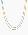 Capri Layer Necklace in Turquoise || option::18K Gold Plated