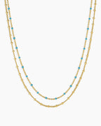 Capri Layer Necklace in Turquoise || option::18K Gold Plated