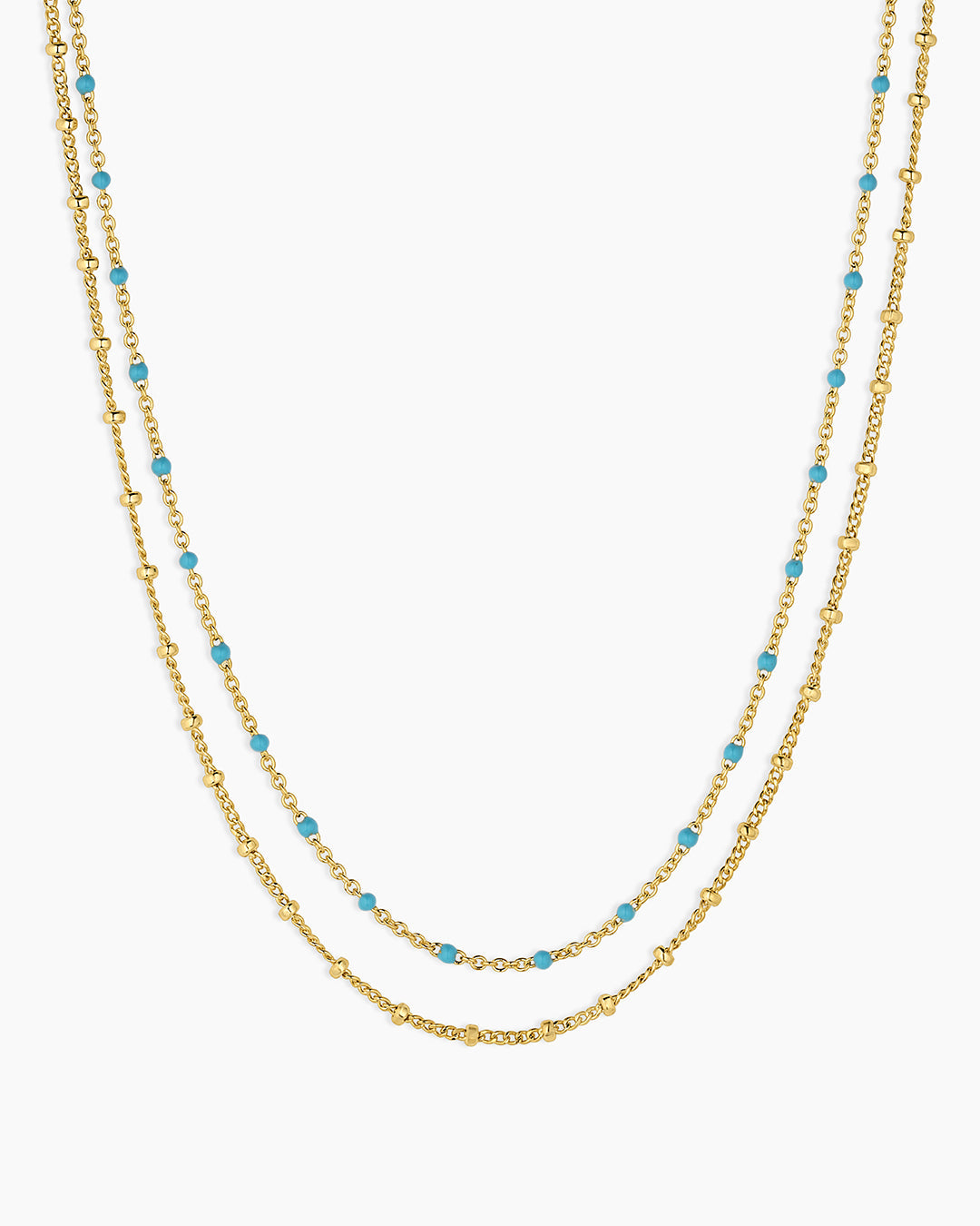 Capri Layer Necklace in Turquoise || option::18K Gold Plated