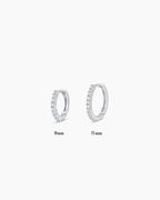 All sizes of white gold diamond pave huggie