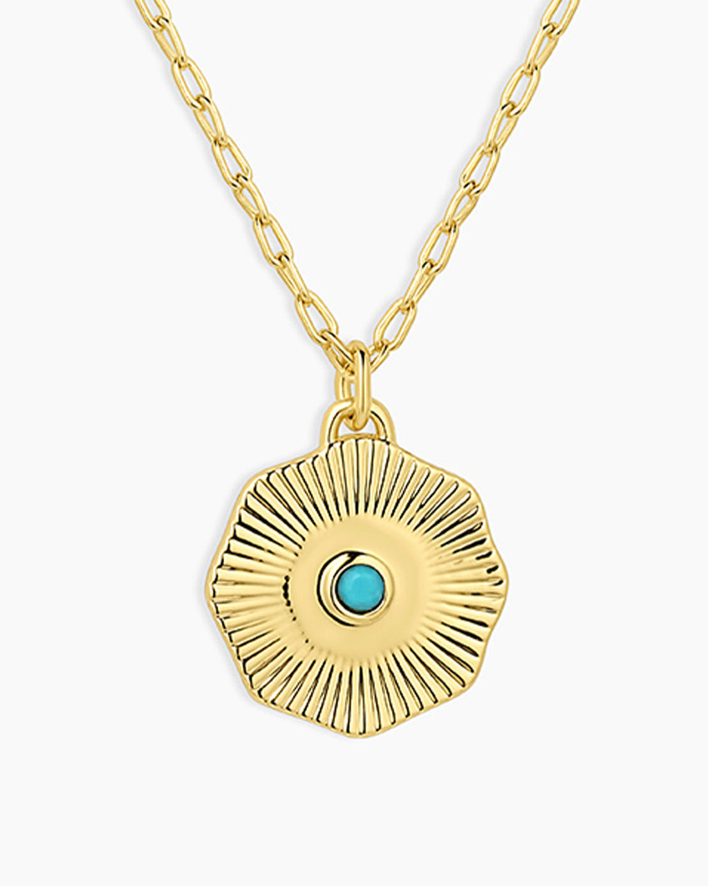 Birthstone Coin Necklace || option::18K Gold Plated, Turquoise - December