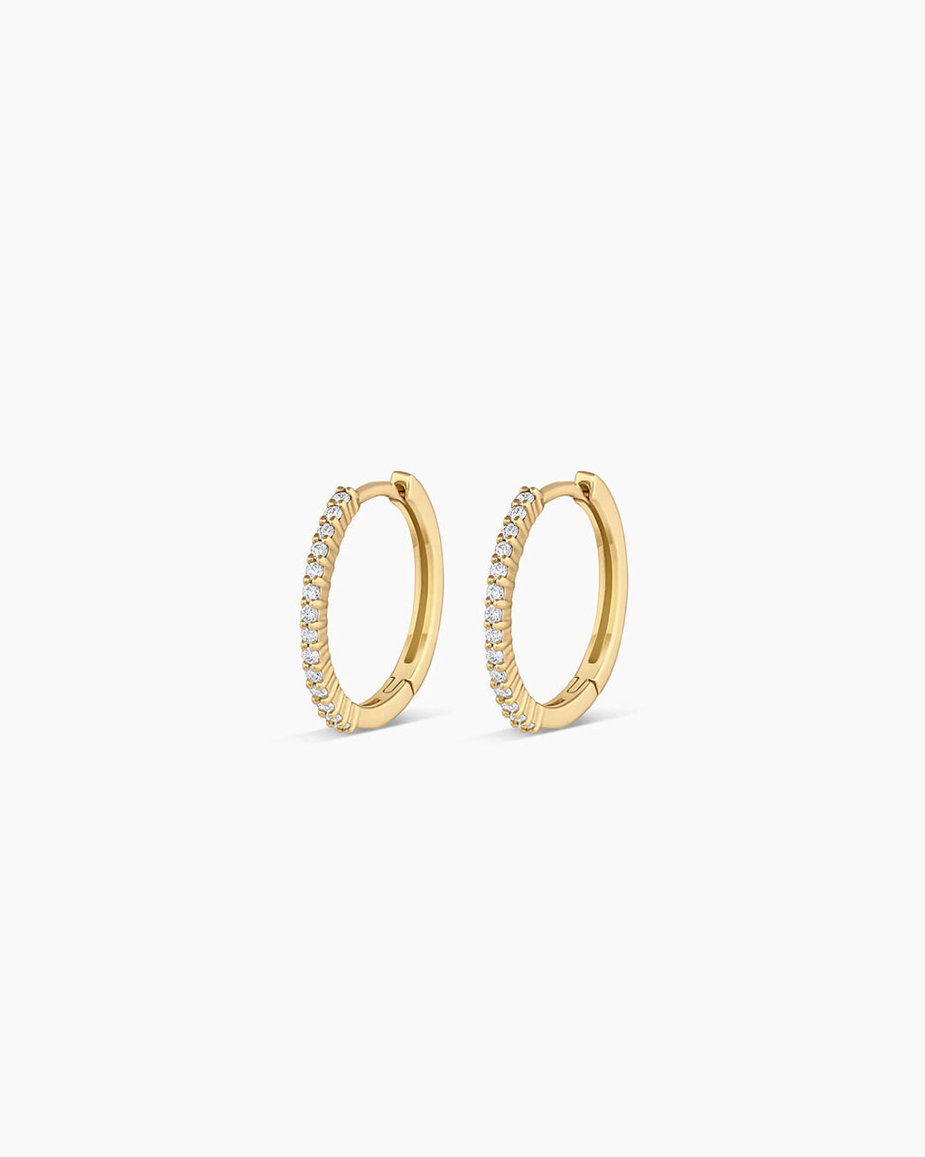 Diamond Pave 15 mm Huggie || option::14K Solid Gold, 15mm
