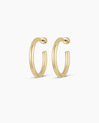 14K Gold Carter Hoops || option::14K Solid Gold, 25mm