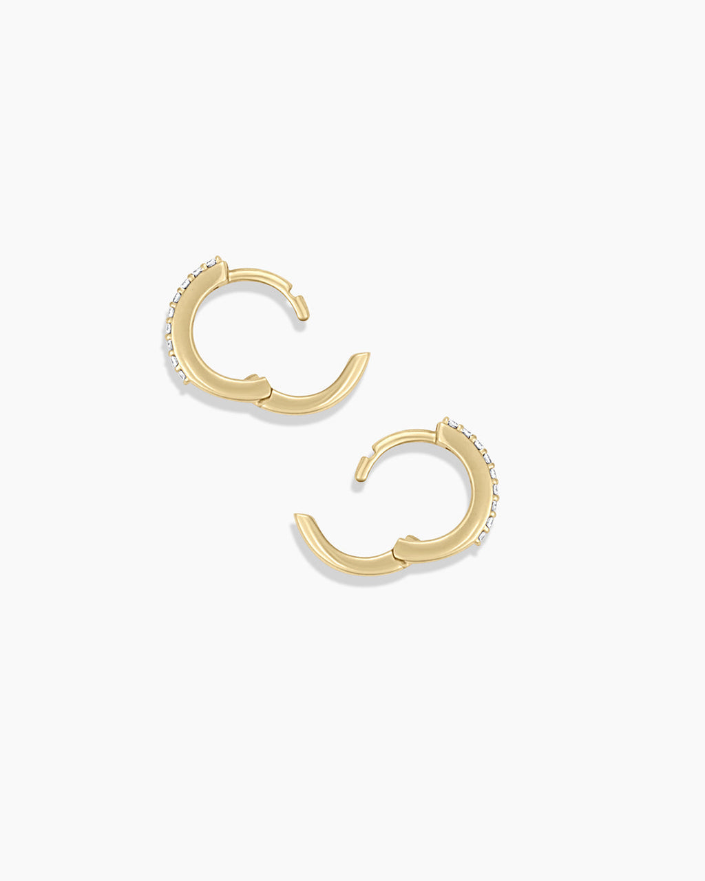 Diamond Double Down Huggies || option::14K Solid Gold, 9mm