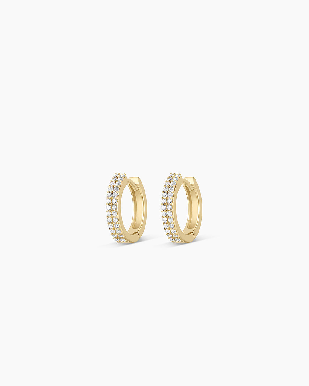 Diamond Double Down Huggies || option::14K Solid Gold, 11mm