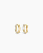 Diamond Double Down Huggies || option::14K Solid Gold, 11mm
