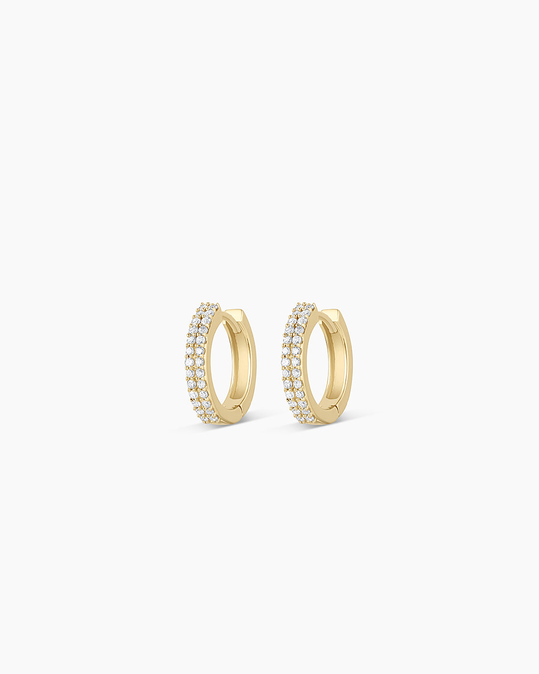 Diamond Double Down Huggies || option::14K Solid Gold, 11mm