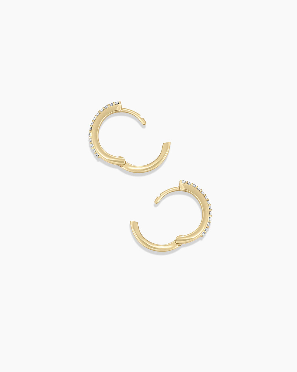 Diamond Double Down Huggies || option::14K Solid Gold, 11mm
