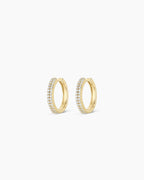 Diamond Double Down Huggies || option::14K Solid Gold, 13mm