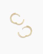 Diamond Double Down Huggies || option::14K Solid Gold, 13mm