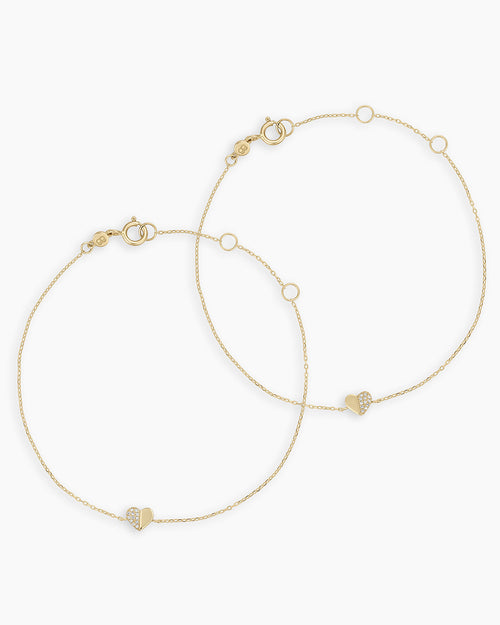 Diamond Bond Bracelet Set || option::14K Solid Gold, Set