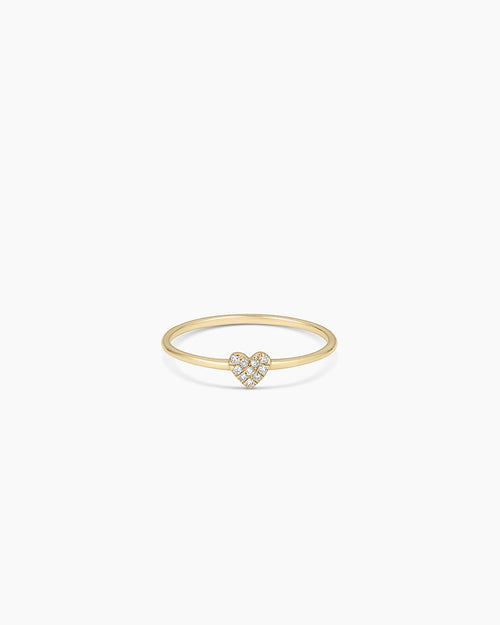 Diamond Pavé Heart Ring || option::14K Solid Gold