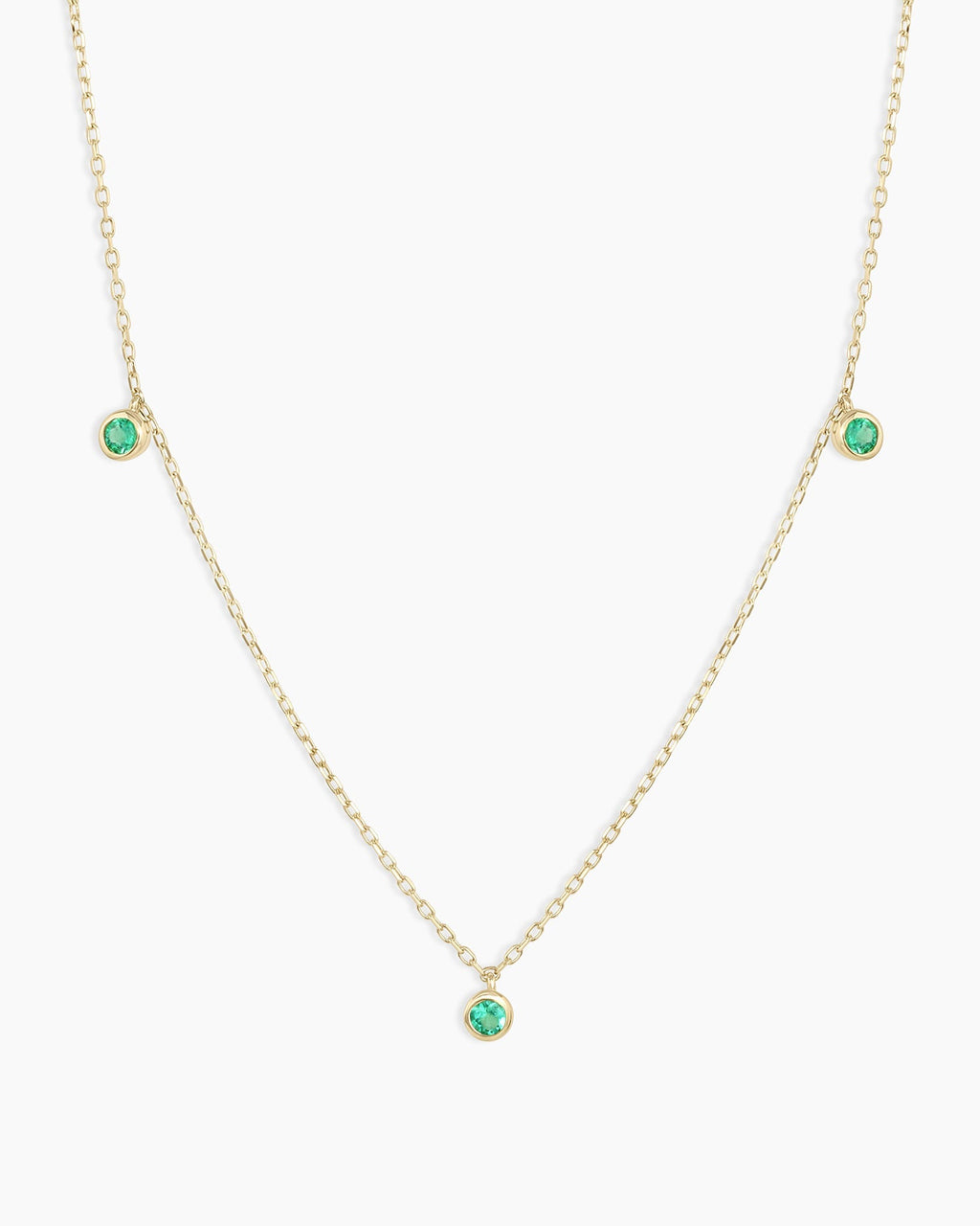 Classic Emerald Trio Necklace || option::14K Solid Gold