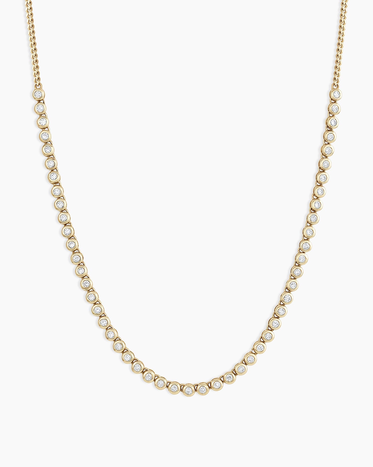 Classic Diamond Row Necklace || option::14K Solid Gold