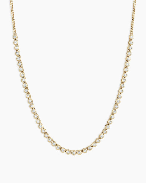 Classic Diamond Row Necklace || option::14K Solid Gold