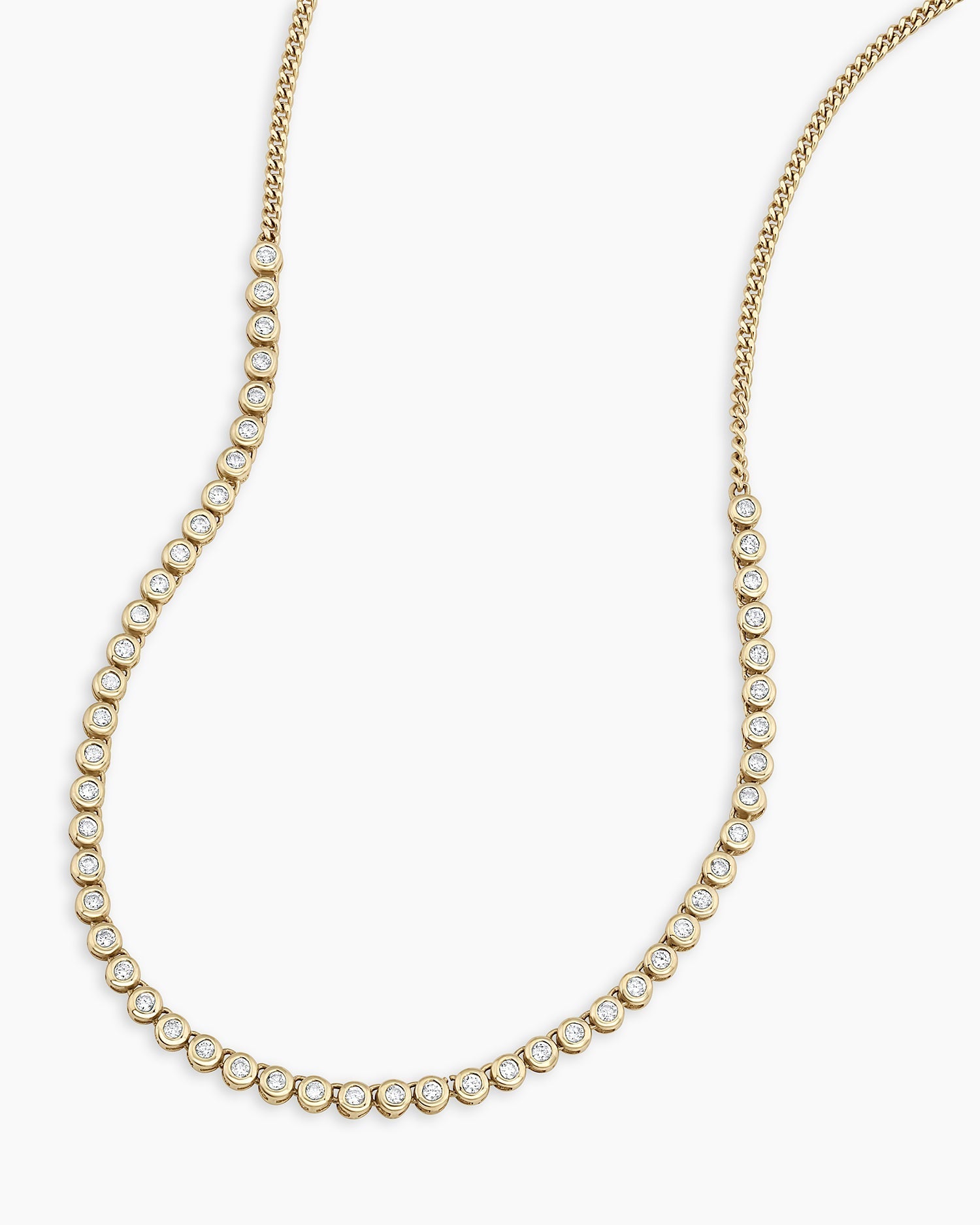 Classic Diamond Row Necklace || option::14K Solid Gold