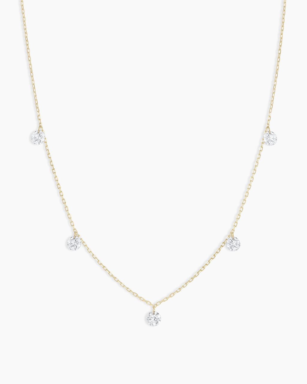 Floating Diamond Flutter Necklace || option::18K Solid Gold