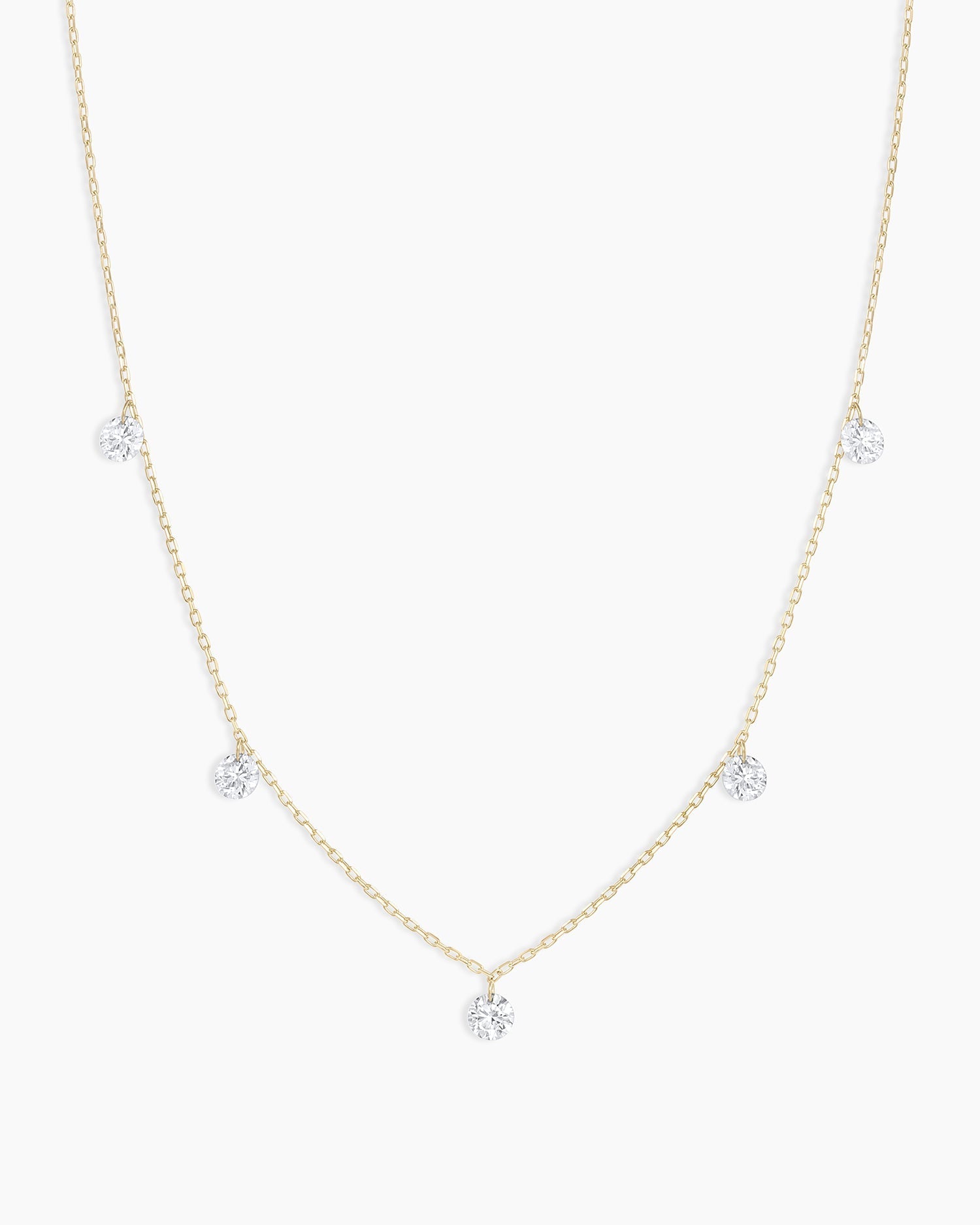 Floating Diamond Flutter Necklace || option::18K Solid Gold