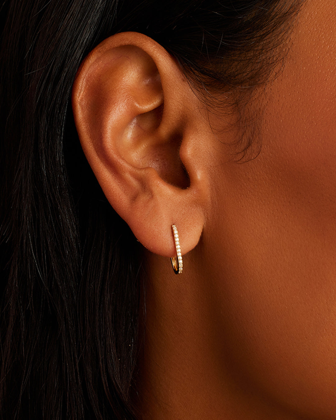 Diamond Parker Link Huggies || option::14K Solid Gold