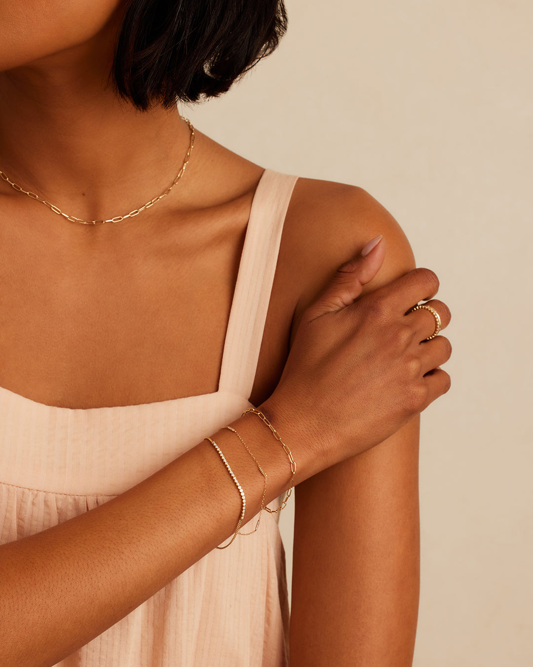 Classic Diamond Row Bracelet || option::14K Solid Gold