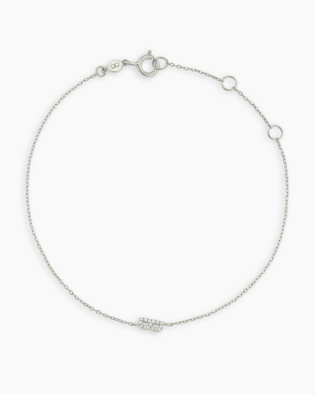Diamond Pavé Alphabet Bracelet #B || option::14K Solid White Gold, B