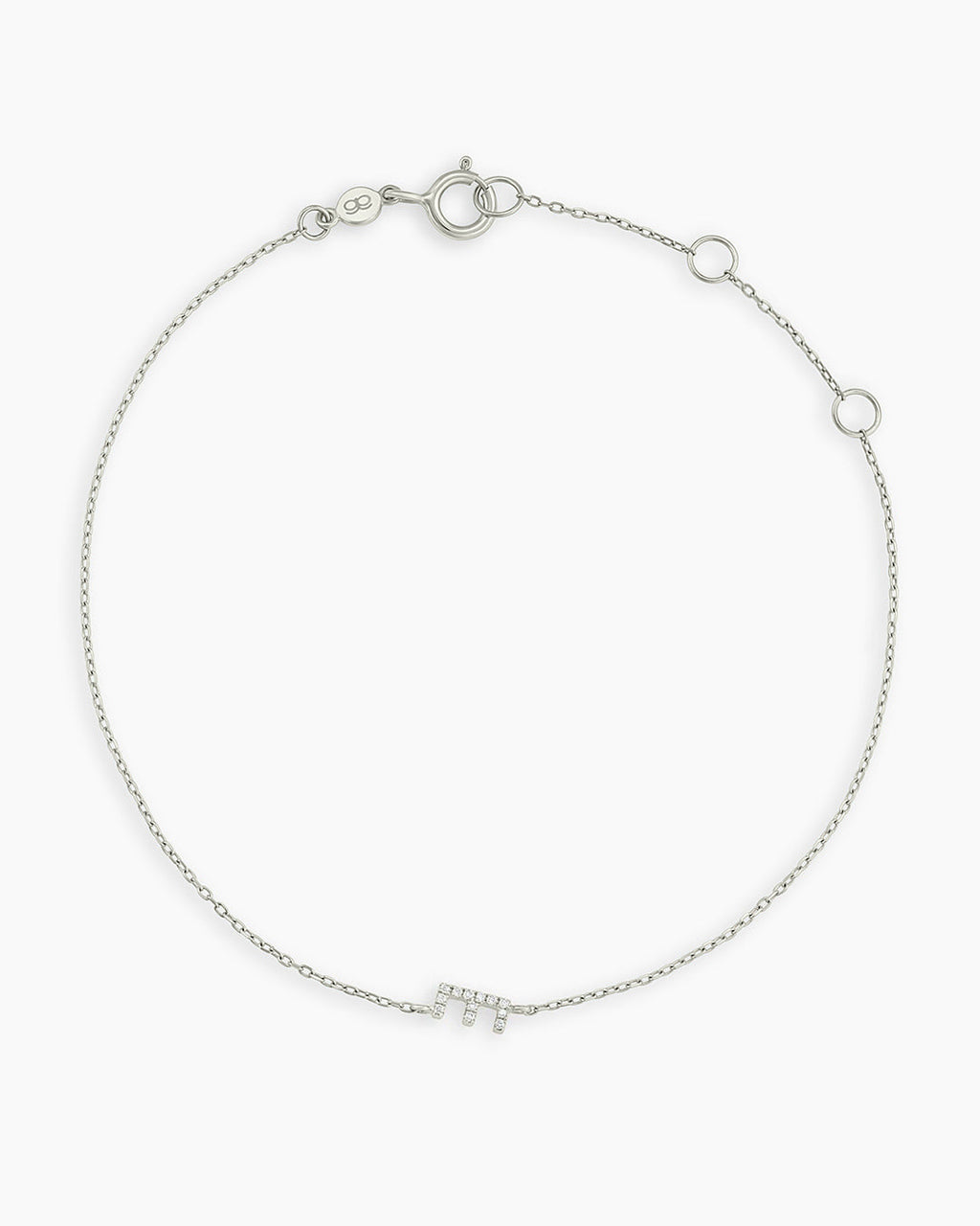 Diamond Pavé Alphabet Bracelet #E || option::14K Solid White Gold, E