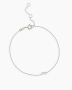 Diamond Pavé Alphabet Bracelet #E || option::14K Solid White Gold, E