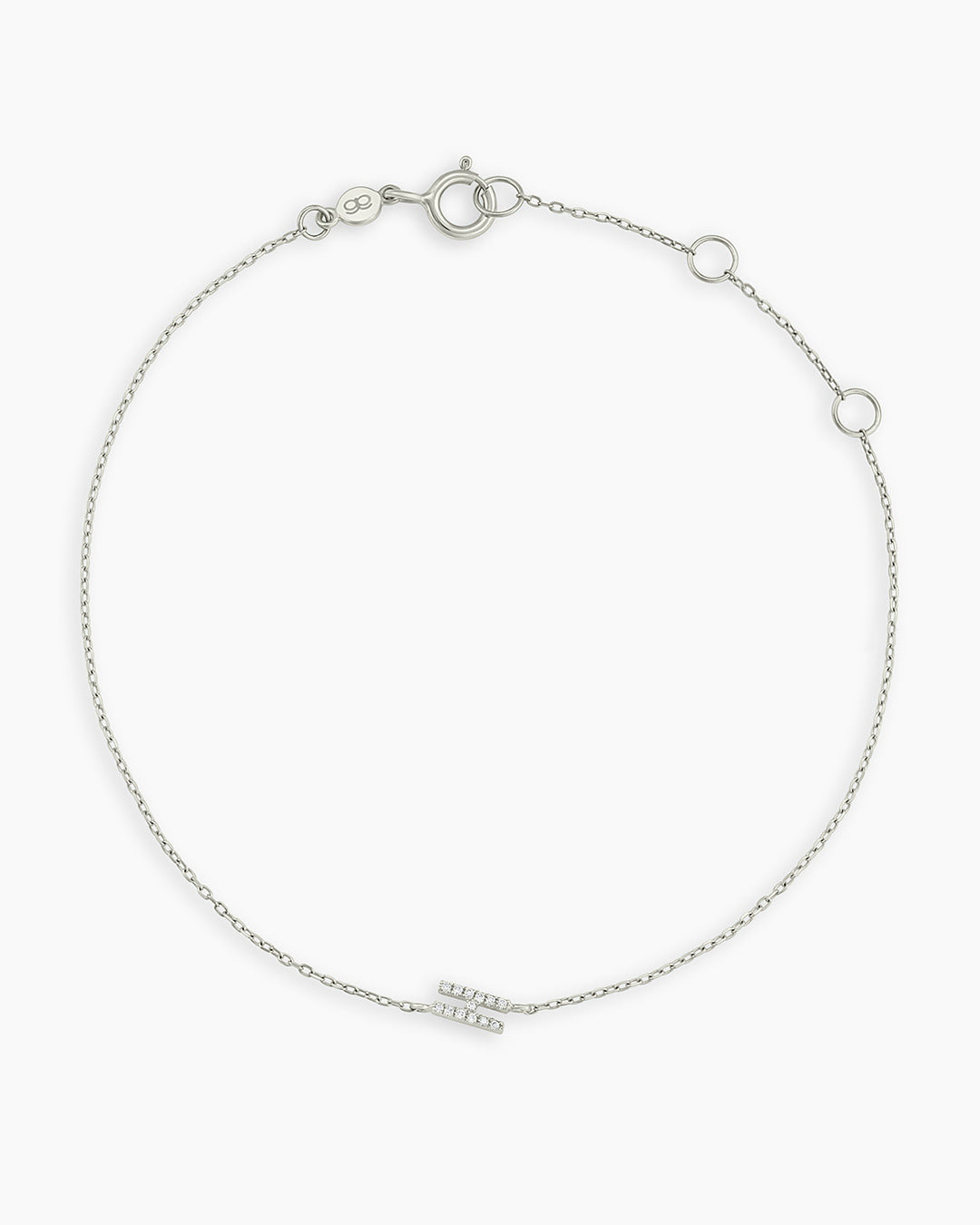 Diamond Pavé Alphabet Bracelet #H || option::14K Solid White Gold, H