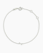 Diamond Pavé Alphabet Bracelet #I || option::14K Solid White Gold, I