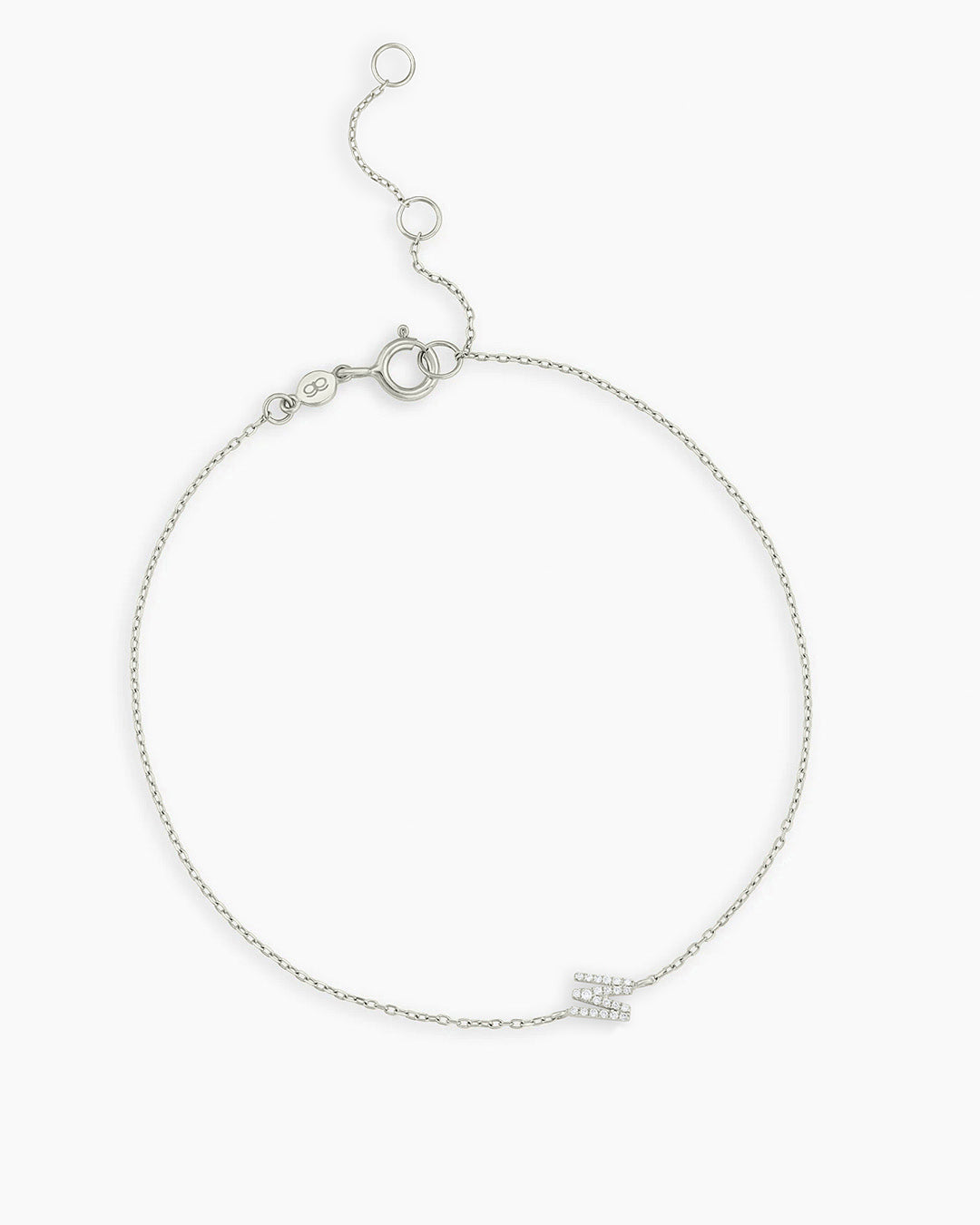 Diamond Pavé Alphabet Bracelet #M || option::14K Solid White Gold, M