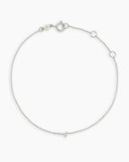 Diamond Pavé Alphabet Bracelet #T || option::14K Solid White Gold, T
