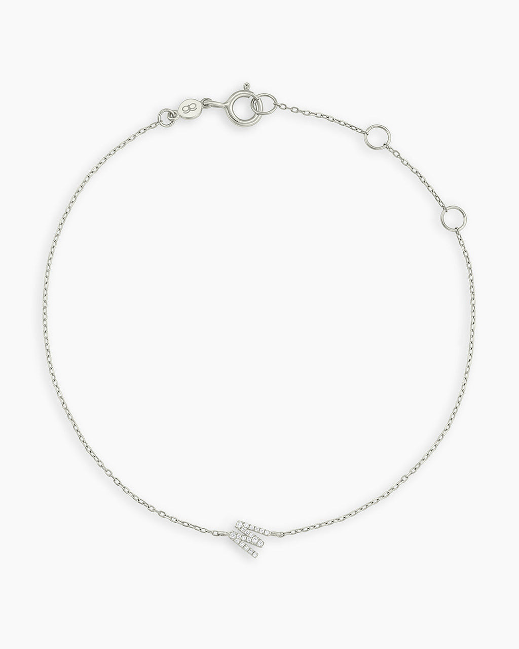 Diamond Pavé Alphabet Bracelet #W || option::14K Solid White Gold, W