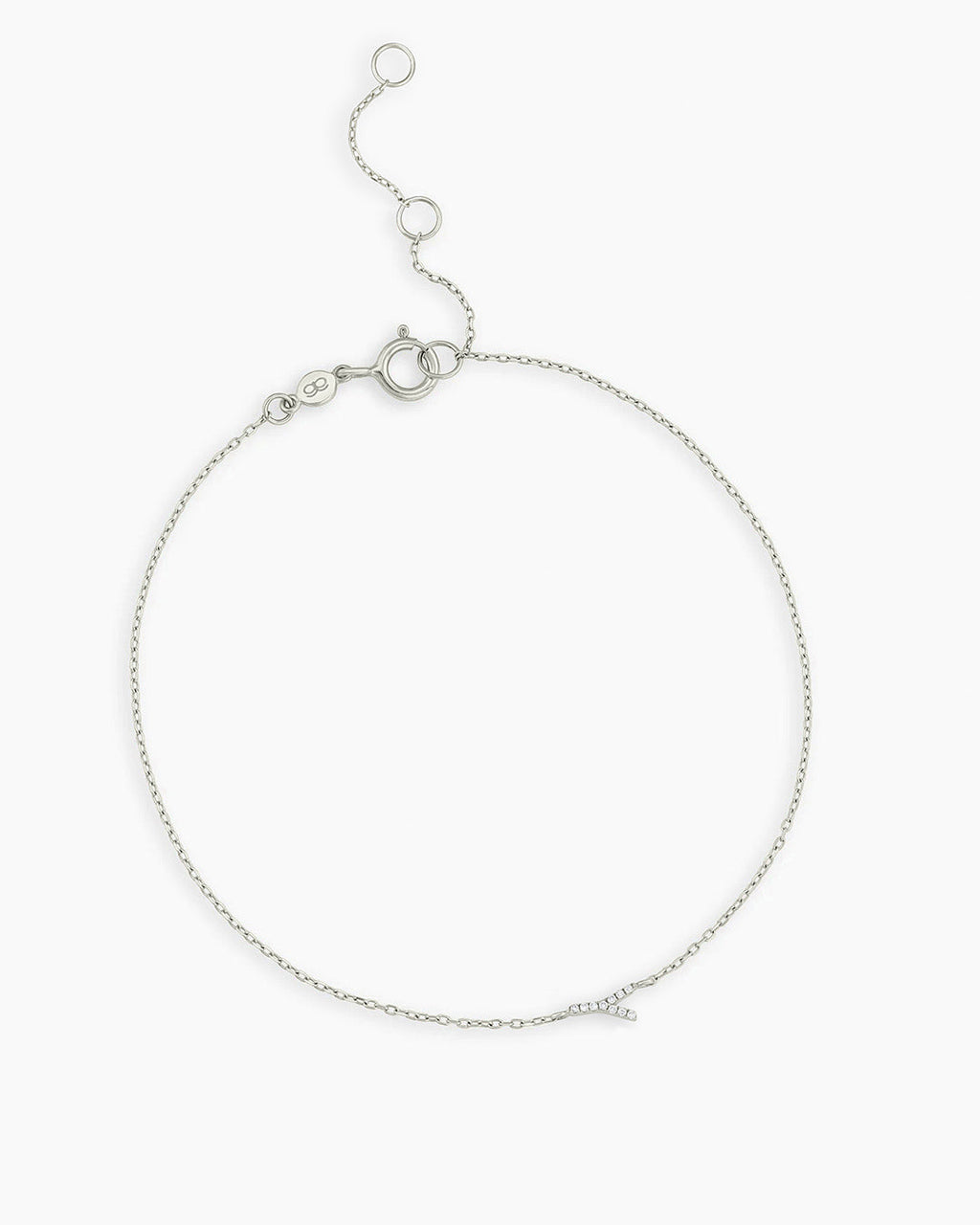 Diamond Pavé Alphabet Bracelet #Y || option::14K Solid White Gold, Y