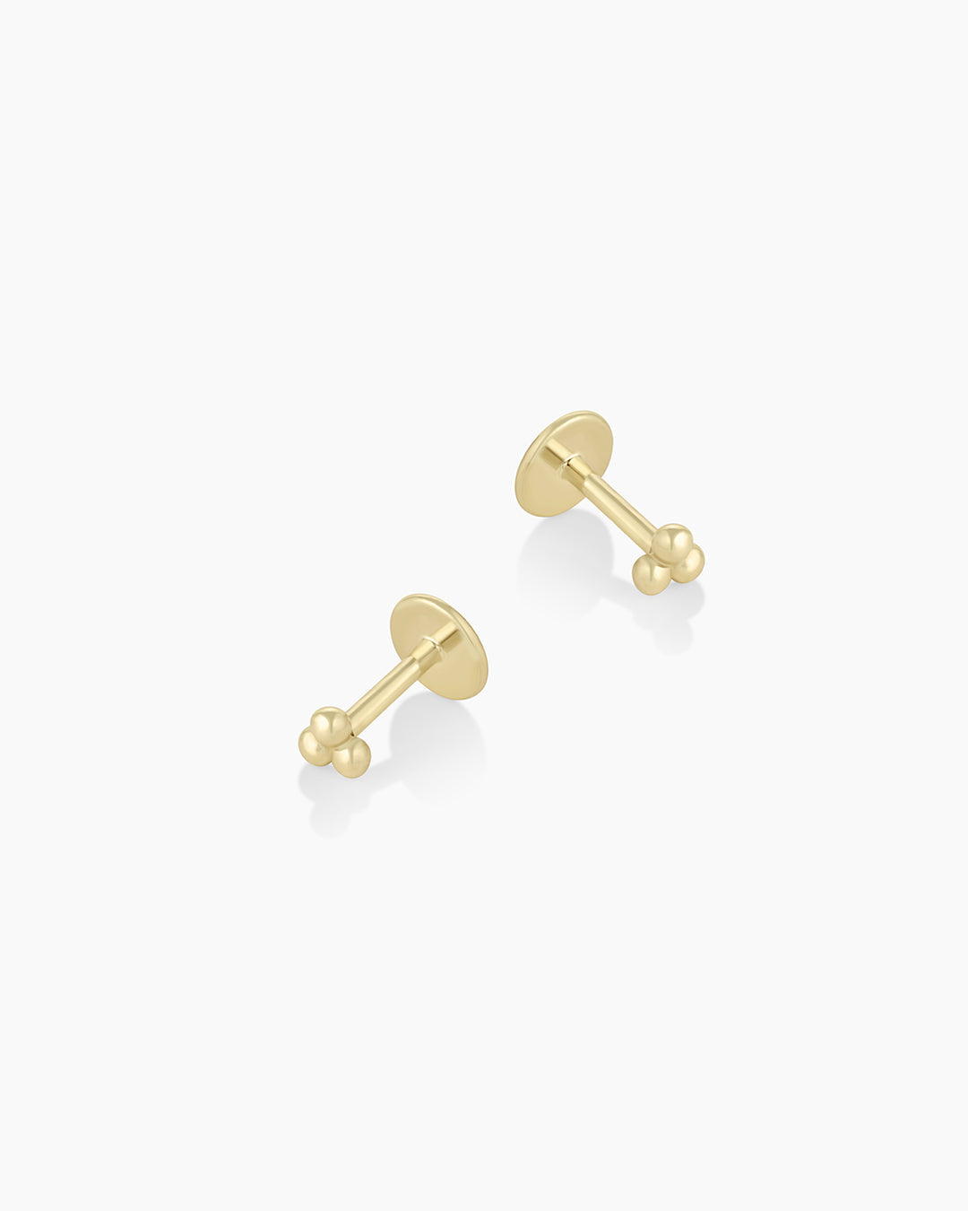 14K Gold Trio Threaded Flatback Studs || option::14K Solid Gold