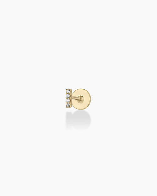 Diamond Pave Bar Flat Back Stud || option::14K Solid Gold