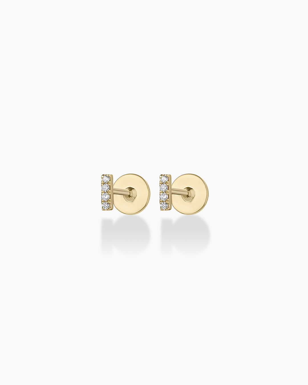 Diamond Pave Bar Flat Back Studs || option::14K Solid Gold