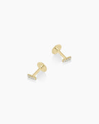Diamond Pave Bar Flat Back Studs || option::14K Solid Gold