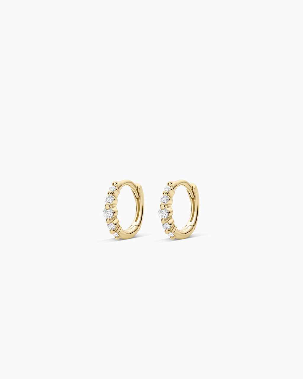 Elle Diamond Row Huggies || option::14K Solid Gold