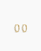 Elle Diamond Row Huggies || option::14K Solid Gold