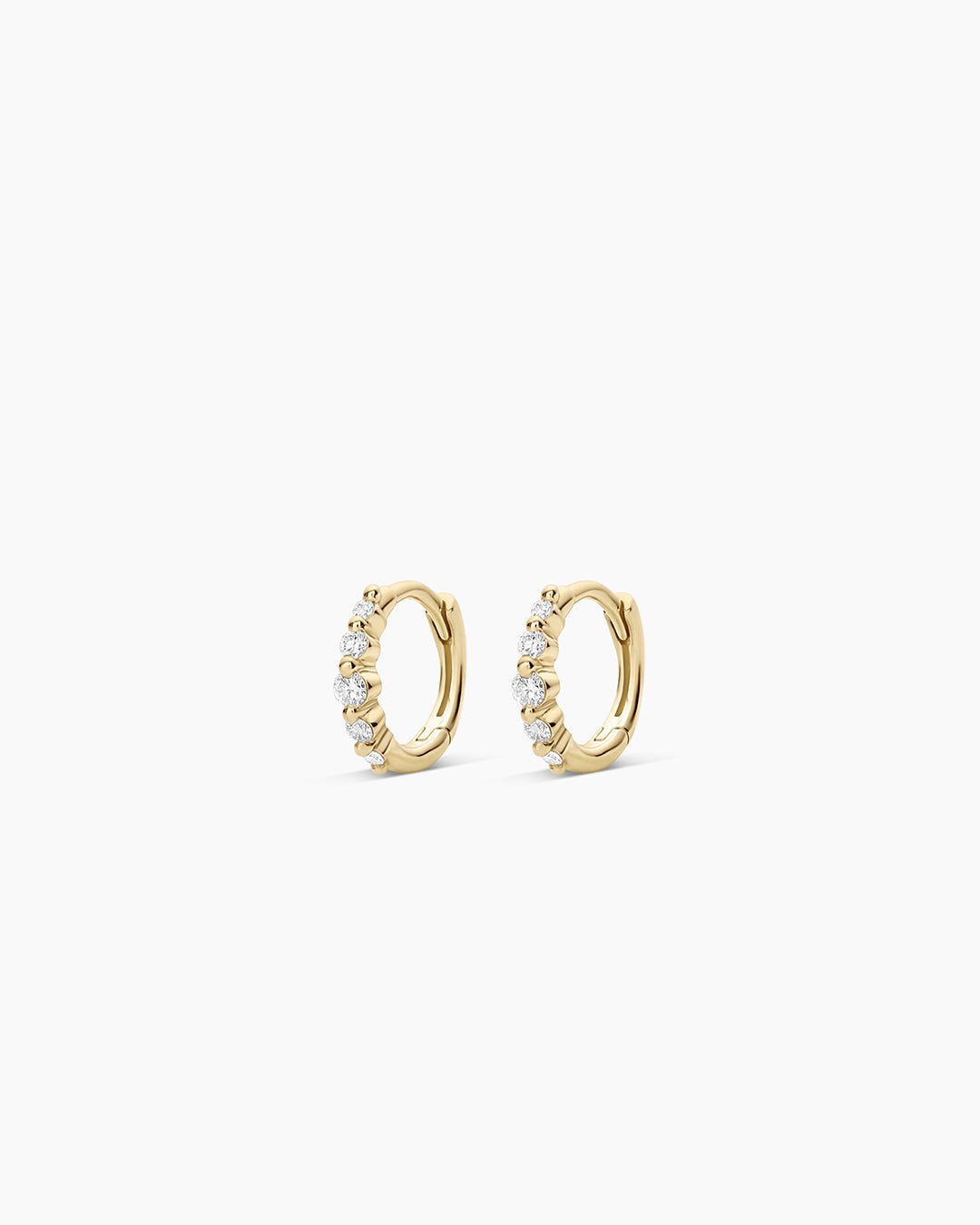 Elle Diamond Row Huggies || option::14K Solid Gold