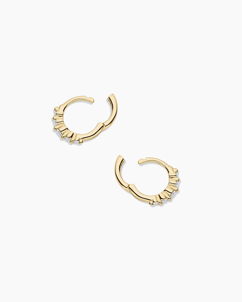 Elle Diamond Row Huggies || option::14K Solid Gold