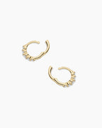 Elle Diamond Row Huggies || option::14K Solid Gold