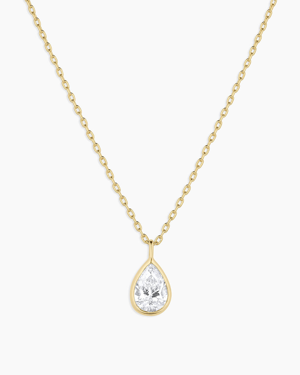 Classic Diamond Pear Necklace || option::14K Solid Gold
