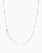 Woman wearing Alphabet Necklace || option::14K Solid White Gold, B