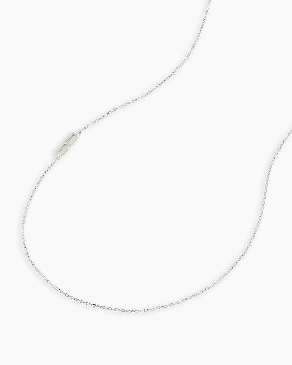 Alphabet Necklace || option::14K Solid White Gold, B